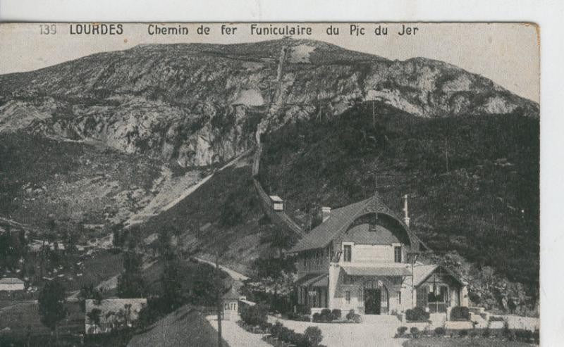 Postal B/N 0375 : Lourdes, Chemin de fer Funiculaire du pic du jer