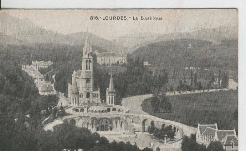 Postal B/N 0377 : Lourdes, La Basilique
