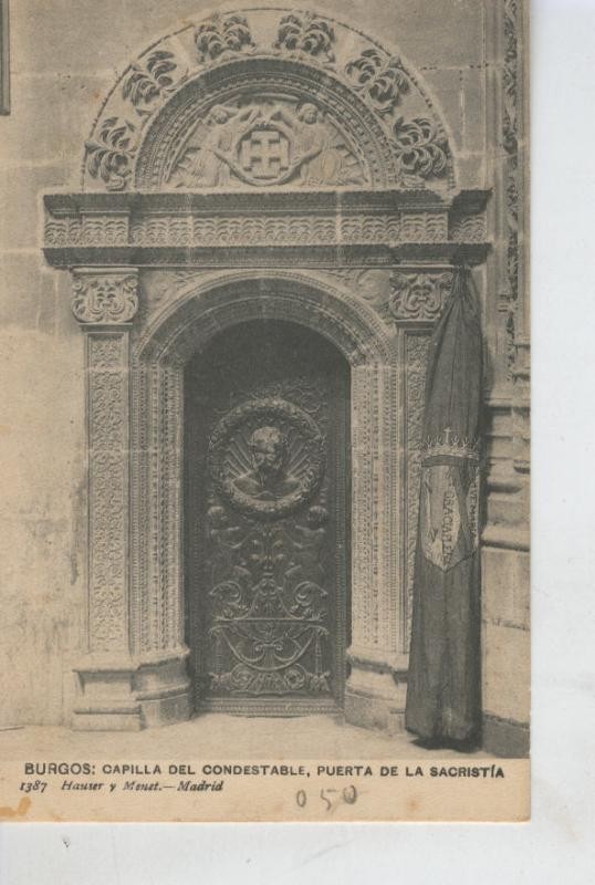 Postal B/N 0400 : Burgos, Capilla del Condestable, Puerta de la Sacristia