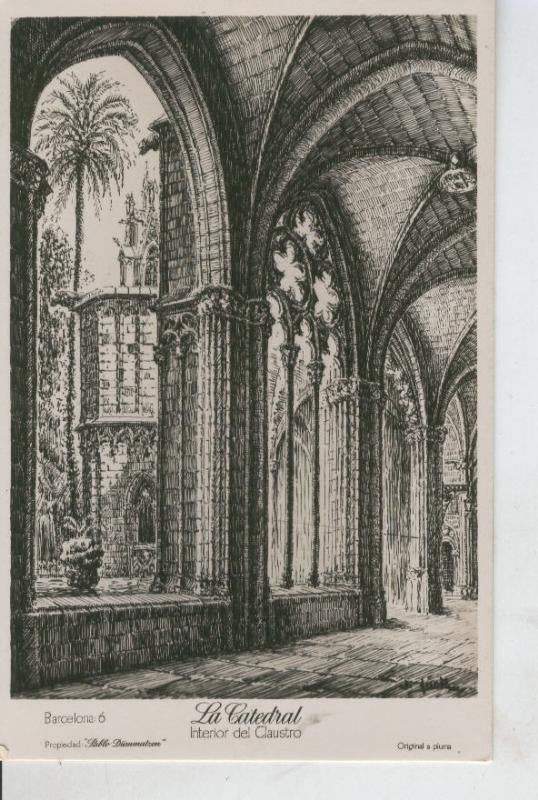 Postal B/N 0406 : Barcelona, Claustro catedral, original Pablo Dummatzem