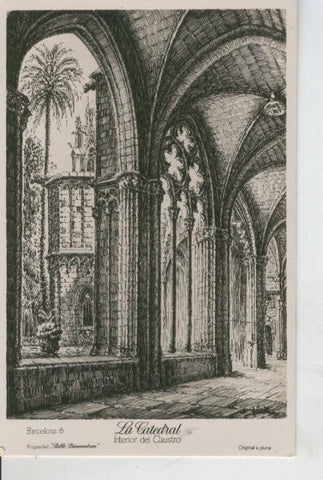 Postal B/N 0406 : Barcelona, Claustro catedral, original Pablo Dummatzem