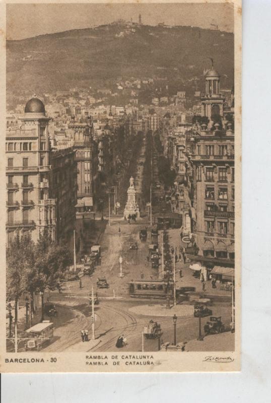 Postal B/N 0416 : Barcelona, Rambla de Catalunya