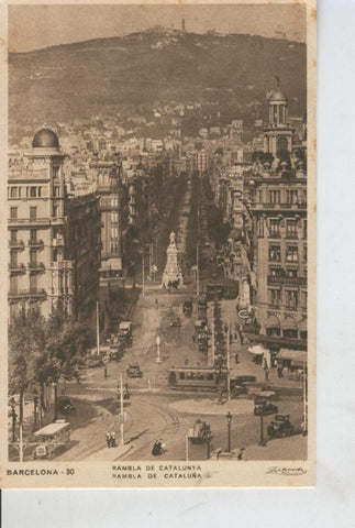 Postal B/N 0416 : Barcelona, Rambla de Catalunya