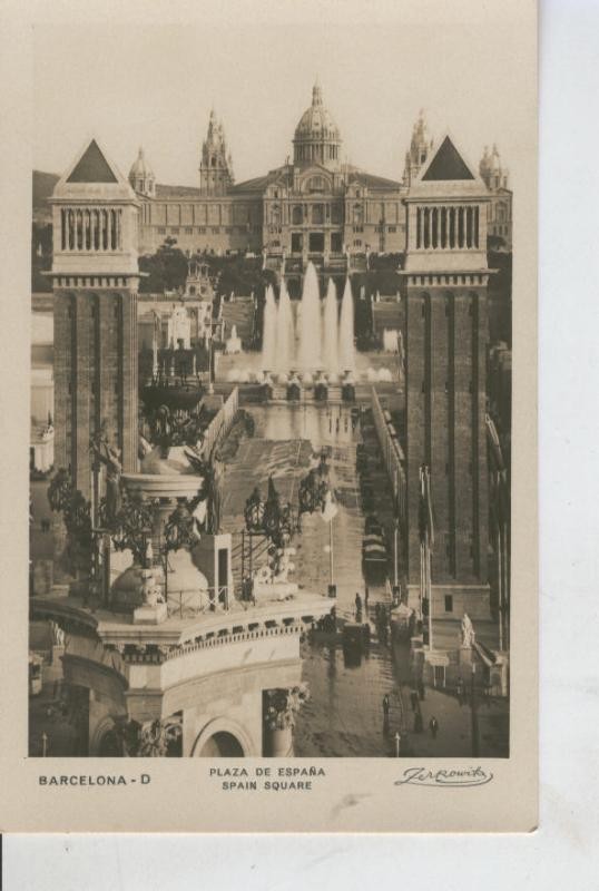 Postal B/N 0418 : Barcelona, Plaza de España