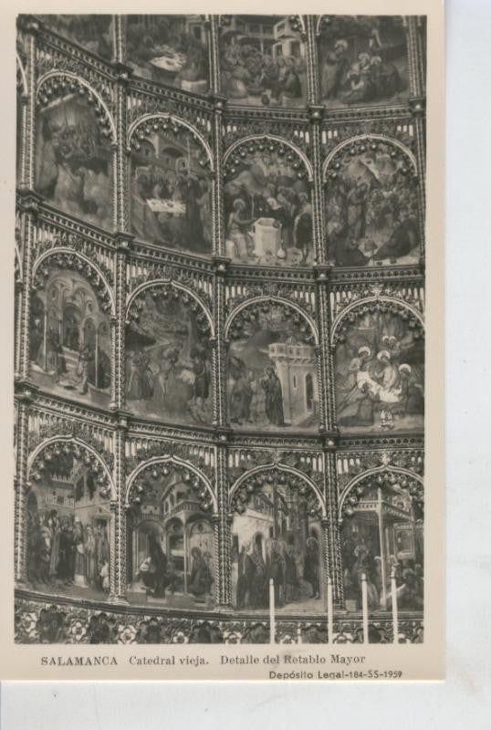 Postal B/N 0438 : Detalle Retablo Mayor de la catedral vieja de Salamanca