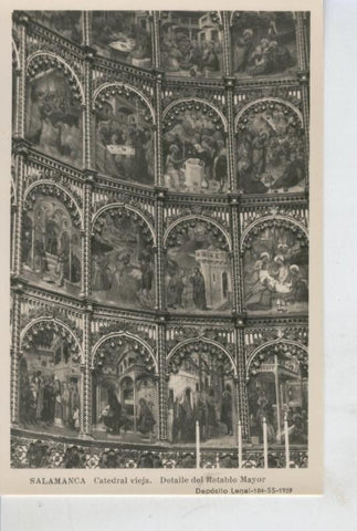 Postal B/N 0438 : Detalle Retablo Mayor de la catedral vieja de Salamanca