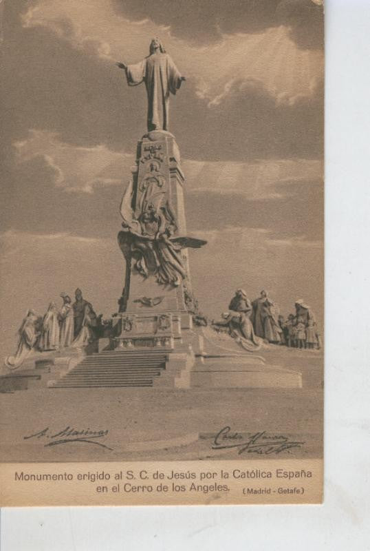 Postal B/N 0454 : Sagrado Corazon de Jesus en el Cerro de los Angeles