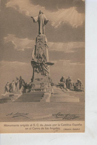 Postal B/N 0454 : Sagrado Corazon de Jesus en el Cerro de los Angeles