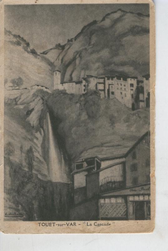 Postal B/N 0464 : Acuarela de La Cascade de Touet sur Var