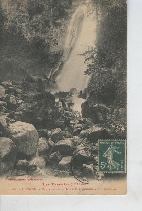 Postal B/N 0466 : Luchon, cascade de L,usine electrique a Sourrouilh