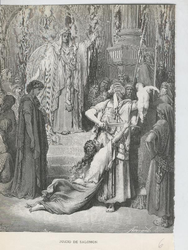 Lamina de Gustavo Dore: Juicio de Salomon