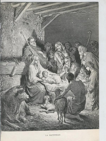 Lamina de Gustavo Dore: La natividad y Bautismo de Jesus