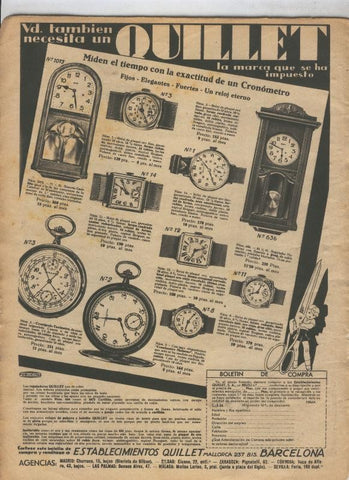 Lecturas numero 154, marzo 1934: pagina propaganda establecimientos Quillet