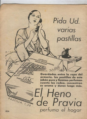 Lecturas numero 154, marzo 1934: pagina propaganda El Heno de Pravia