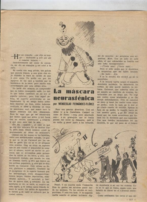 Lecturas numero 154, marzo 1934: La mascara neurastenica por Wenceslao Fernandez Florez