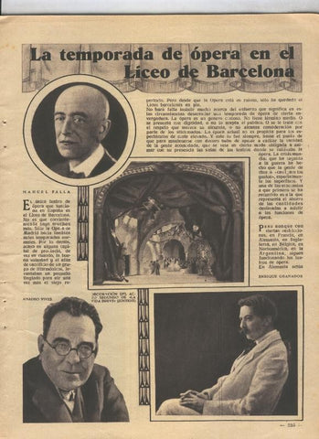 Lecturas numero 154, marzo 1934: La temporada de Opera en el Liceo de Barcelona