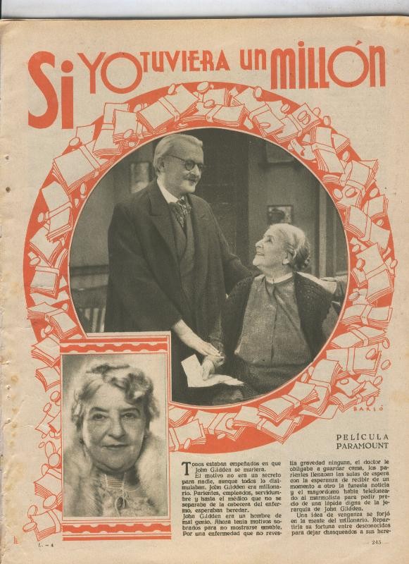 Lecturas numero 154, marzo 1934: Pelicula Paramount: si yo tuviera un millon