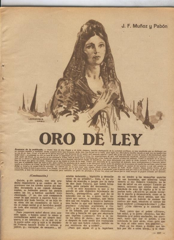 Lecturas numero 154, marzo 1934: Oro de ley de J.F.Muñoz y Pabon