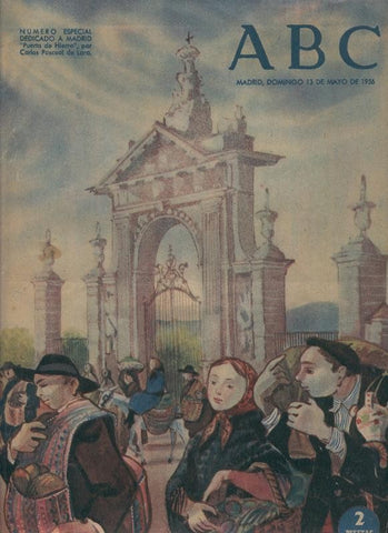 ABC 13 mayo 1956: Portada con la Puerta de Hierro de Madrid por Carlos Pascual de Lara