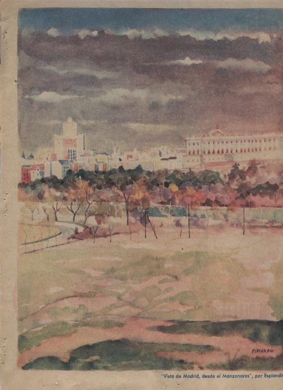 ABC 13 mayo 1956: Madrid: Vista desde el Manzanares por Esplandiu
