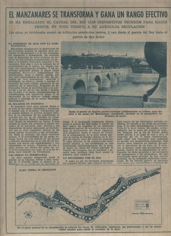 ABC 20 mayo 1956: Madrid: Articulo dos paginas sobre el Rio Manzanares