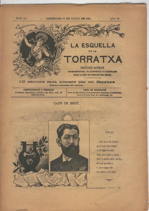 La esquella de la Torratxa numero 0654 del 25 julio 1891