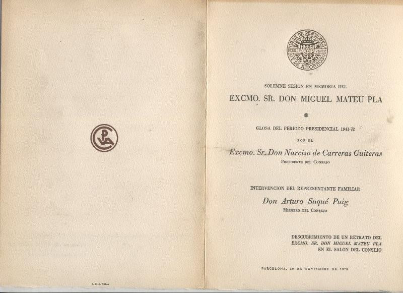 Solemne sesion en memoria del Excmo Sr.don Miguel Mateu Pla