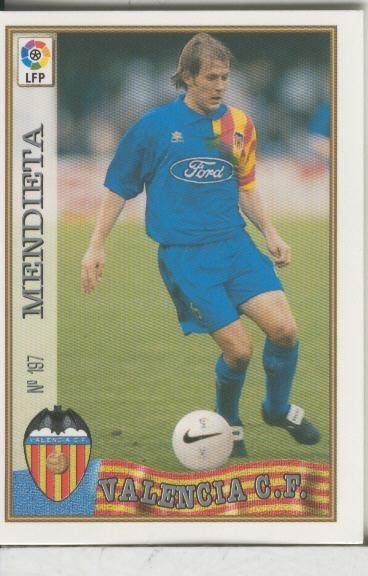 Cromos: Las Fichas de la liga 97-98: C.F.Valencia numero 197: Mendieta