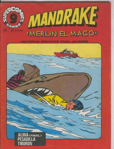 Mandrake el Mago de supercomic Garbo numero 14; Alina-Pesadilla-Tiburon