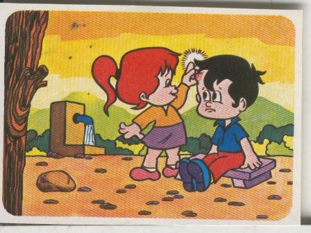 Cromos: Juego de refranes numero 16: Quien en una piedra dos veces tropieza,