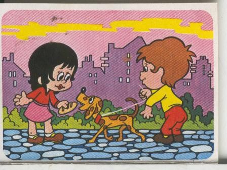 Cromos: Juego de refranes numero 17: Quien da a perro ajeno, pierde el pan y pierde el perro