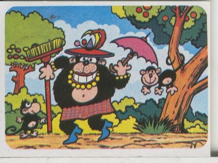Cromos: Juego de refranes numero 44: Aunque la mona se vista de seda, mona se queda
