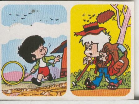Cromos: Juego de refranes numero 75: Qui de jove no travalla cuan es vel dorm a la palla