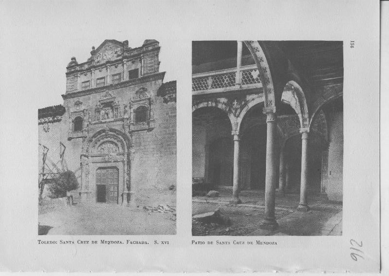 Arte Hispanico lamina numerada 216: Fachada de Santa Cruz de Mendoza en Toledo