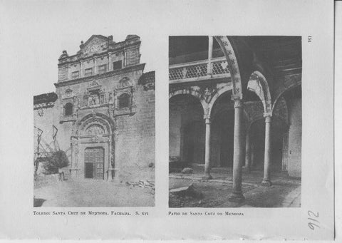 Arte Hispanico lamina numerada 216: Fachada de Santa Cruz de Mendoza en Toledo