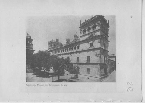 Arte Hispanico lamina numerada 212: Palacio de Monterrey en Salamanca