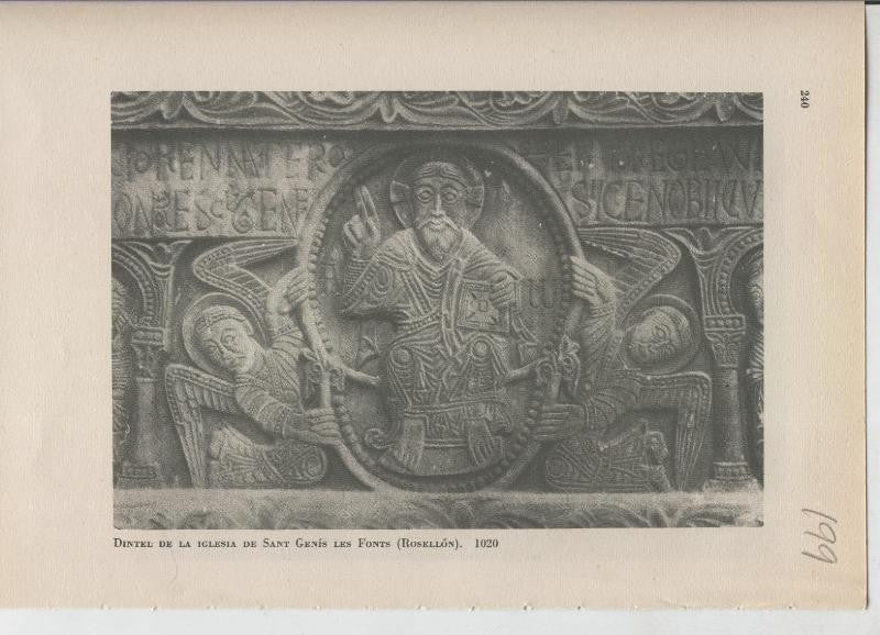 Arte Hispanico lamina numerada 199: Dintel de la iglesia de Sant Genis les Fonts, Rosellon