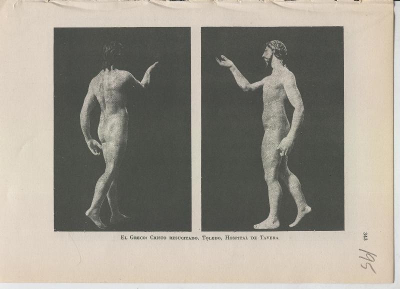 Arte Hispanico lamina numerada 195: Cristo resucitado de El Greco, Toledo, Hospital de Tavera