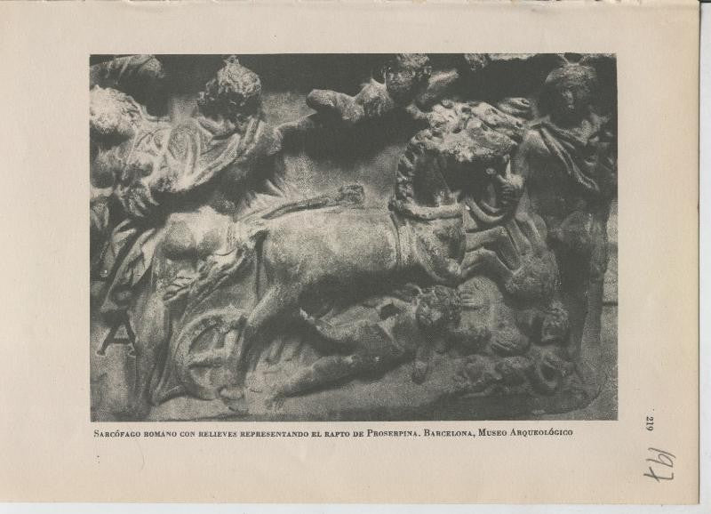 Arte Hispanico lamina numerada 197: Sarcofago romano: el rapto de proserpina 