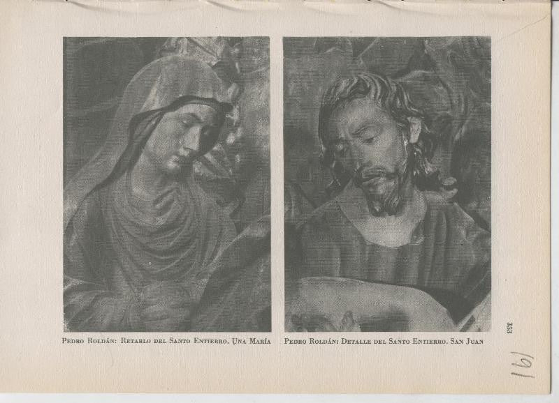 Arte Hispanico lamina numerada 191: Maria y San Juan del retablo del santo entierro de Pedro Roldan
