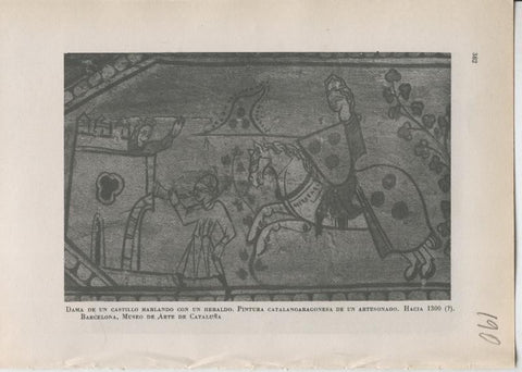 Arte Hispanico lamina numerada 190: Dama de un castillo hablando con un Heraldo