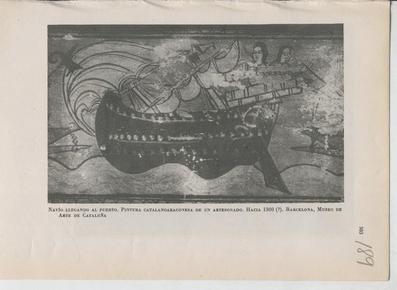 Arte Hispanico lamina numerada 189: Navio llegando al puerto