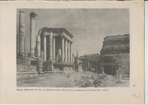 Arte Hispanico lamina numerada 007: Teatro La Scaena y parte de la Cavea en Merida, Badajoz