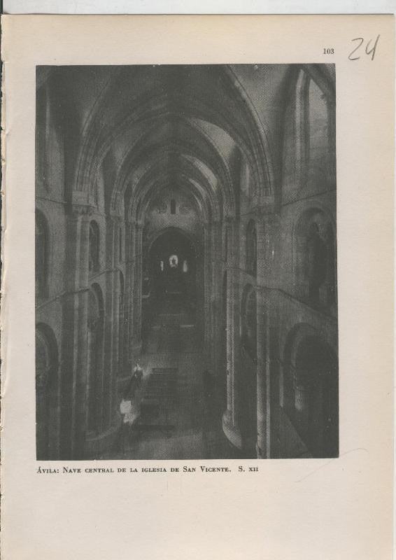 Arte Hispanico lamina numerada 024: Nave central de la iglesia de San vicente en Avila
