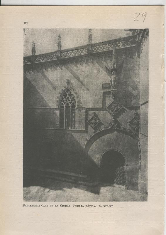 Arte Hispanico lamina numerada 029: Puerta Gotica de la casa de la ciudad, Barcelona