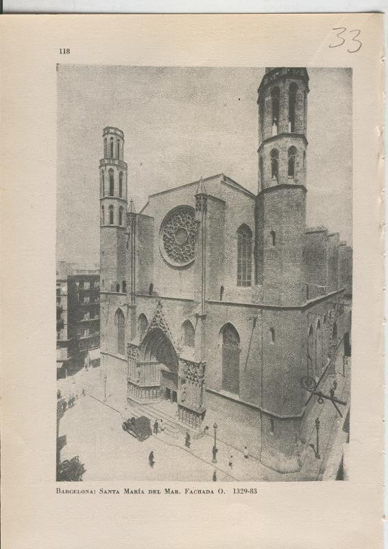 Arte Hispanico lamina numerada 033: Fachada Santa Maria del Mar, Barcelona