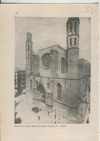 Arte Hispanico lamina numerada 033: Fachada Santa Maria del Mar, Barcelona