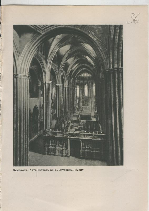 Arte Hispanico lamina numerada 036: Nave central de la catedral de Barcelona