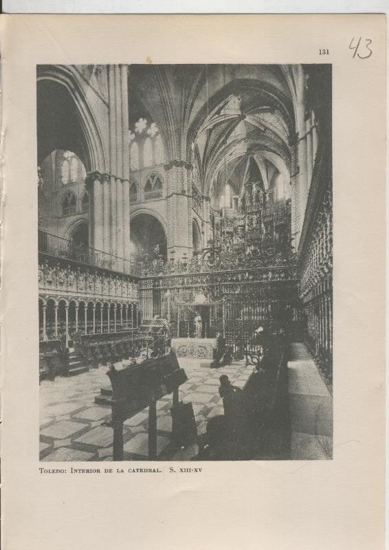 Arte Hispanico lamina numerada 043: Interior de la catedral de Toledo