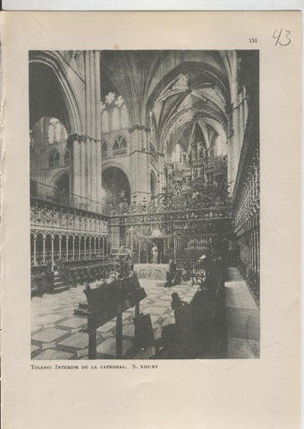 Arte Hispanico lamina numerada 043: Interior de la catedral de Toledo